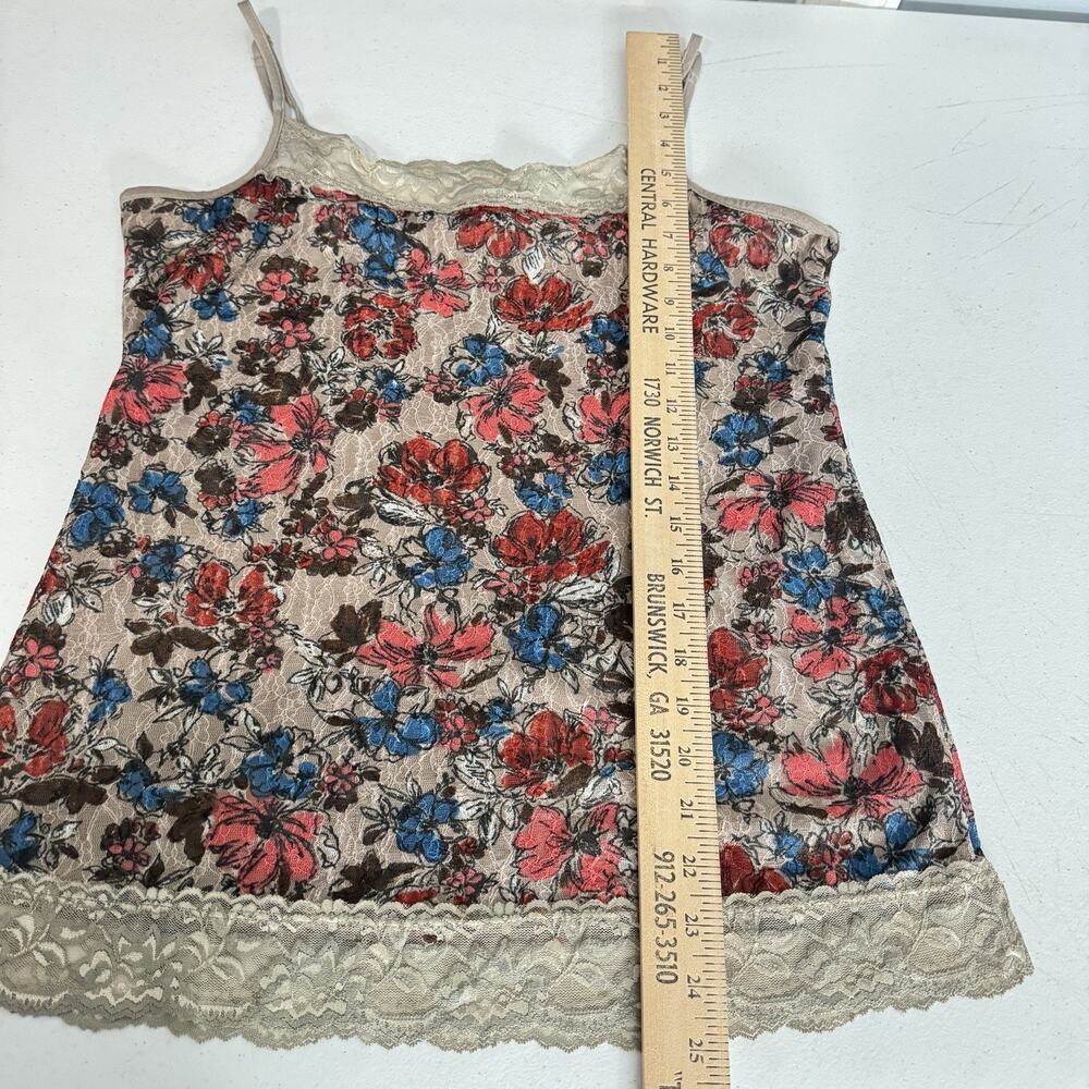 VTG Y2K Double Lace Velvet Burnout Long Tank Top Sz L Multicolor Floral Babydoll - Picture 7 of 9